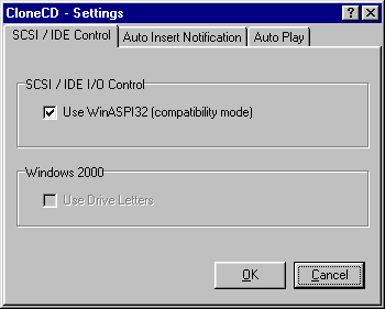 CloneCD Settings Main Screen